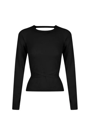 Hansen & Gretel Clarence Backless Knit Top Black Sale