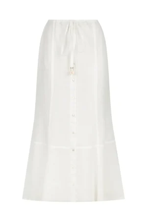 Hansen & Gretel Hillen Flared Midi Skirt Ivory New