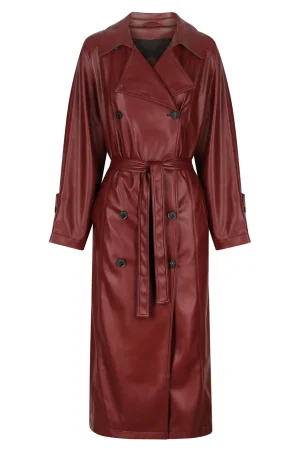 Hansen & Gretel Lee Leather Trench Shiraz Flash Sale