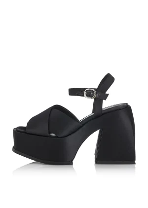 Hansen & Gretel Lyla Heel Black Satin Fashion