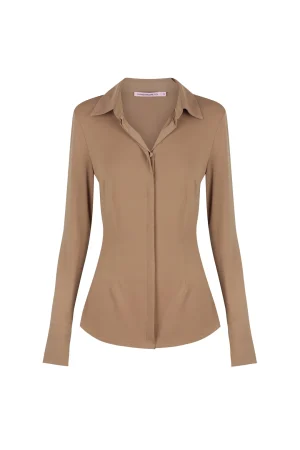 Hansen & Gretel Neptune Fitted Shirt Ash Brown Flash Sale