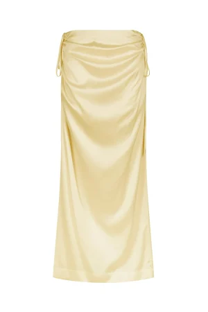 Hansen & Gretel Sabina Drawstring Midi Skirt Lemon Outlet